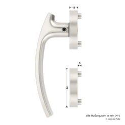 Würth Türdrücker ZD 21, Rosette BB, PZ, WC, Vernickelt -Garagentor Serie 0687170300 wuerth tuerdruecker zd21 bemassung 1