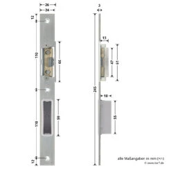 Hörmann Schließblech Für Hauptschloss THP/FSTHP DIN Links -Garagentor Serie 276986 hoermann schliessblech fuer hauptschloss thp fsthp din links bemassung