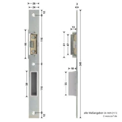 Hörmann Schließblech Für Hauptschloss THP/FSTHP DIN Rechts -Garagentor Serie 276988 hoermann schliessblech fuer hauptschloss thp fsthp din rechts bemassung