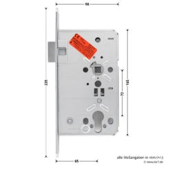 Hörmann Einsteck Rohrprofilschloss 1306 Für Nebentüren, PZ, Rechts -Garagentor Serie 3040516 hoermann einsteck rohrprofilschloss 1306 fuer nebentueren pz rechts seitenansicht masse