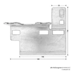 Hörmann Knotenblech, Beschlag L, Ausführung Links, Baureihe 30 -Garagentor Serie 3044999 hoermann knotenblech beschlag l ausfuehrung links baureihe 30 masse bild 1