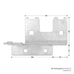 Hörmann Knotenblech, Beschlag L, Ausführung Links, Baureihe 30 -Garagentor Serie 3044999 hoermann knotenblech beschlag l ausfuehrung links baureihe 30 masse bild 2