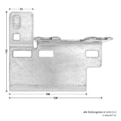 Hörmann Knotenblech, Beschlag L, Ausführung Rechts, Baureihe 30 -Garagentor Serie 3045000 hoermann knotenblech beschlag l ausfuehrung rechts baureihe 30 masse bild 1