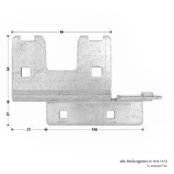 Hörmann Knotenblech, Beschlag L, Ausführung Rechts, Baureihe 30 -Garagentor Serie 3045000 hoermann knotenblech beschlag l ausfuehrung rechts baureihe 30 masse bild 2