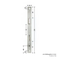 Hörmann Einsteck-Rohrprofilschloss KFV Für Schlupf-und Nebentüren, PZ -Garagentor Serie 3095108 hoermann einsteck rohrprofilschloss 1314 fuer schlupf und nebenturen pz stulp breite laenge