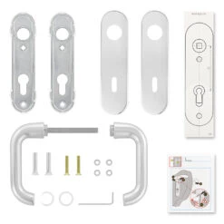 Hörmann Drückergarnitur D110 Kurzschild BB, Alu -Garagentor Serie 449909 hoermann drueckergarnitur mit kurzschild bb gelocht alu lieferumfang