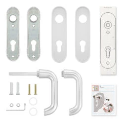 Hörmann Drückergarnitur D110 Kurzschild PZ, Alu -Garagentor Serie 449910 hoermann drueckergarnitur mit kurzschild pz gelocht alu lieferumfang