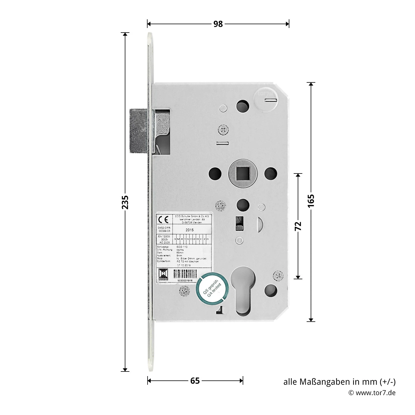 Hörmann Einsteckschloss Mit Wechsel PZ Rechts, Dornmaß 65 Mm 5 Hörmann Einsteckschloss Mit Wechsel PZ Rechts, Dornmaß 65 Mm – Bild 5