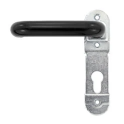 Hörmann FS Drückergarnitur D110 Kurzschild PZ, Schwarz -Garagentor Serie 498165 hoermann fs drueckergarnitur d 110 kurzschild pz gleitlager polyamid schwarz links bild 2