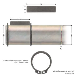 Hörmann Steckwelle Für STA 400 Schiebetorantrieb -Garagentor Serie 638939 hoermann steckwelle fuer sta 400 schiebetorantrieb bemassung bolzen2