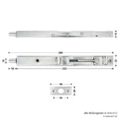 Hörmann Türkantriegel 24 X 220 Mm Verzinkt ZK/MZ -Garagentor Serie 690481 hoermann tuerkantriegel 24 x 220 mm verzinkt zk mz masse
