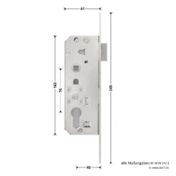 Hörmann Schlupftür-Schloss DF80/95/98, PZ, DIN Links -Garagentor Serie 716839 hoermann schlupftuer schloss df80 95 98 pz din links masse