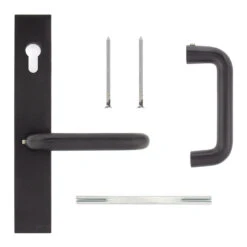 Hörmann Aluminium-Drückergarnitur, Schloss Aufliegend, PZ 60/60 Mm -Garagentor Serie 770440 hoermann aluminium drueckergarnitur schloss aufliegend pz 60 60 mm lieferumfang