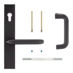 Hörmann Aluminium-Drückergarnitur, Schloss Aufliegend, PZ 60/48 Mm -Garagentor Serie 770442 hoermann aluminium drueckergarnitur schloss aufliegend pz 6048 mm lieferumfang