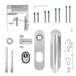 Steinau FS ES1-K Sicherheitsbeschlag, Typ D 510, Edelstahl Matt -Garagentor Serie ste810113 steinau fs es1 k sicherheitsbeschlag typ d 510 edelstahl matt lieferumfang